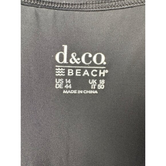 Denim & Co. Beach Regular Sweetheart Twist Front Swim Dress 14 Black Beach Pool - Picture 3 of 16